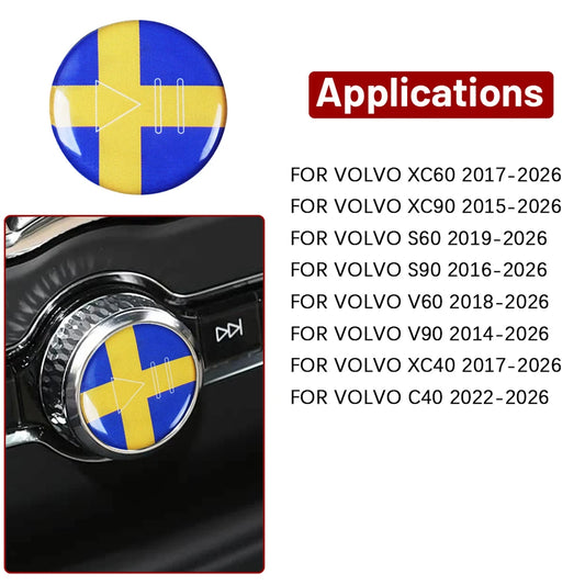 1Pc Car Audio Control Knob Decal for Volvo S60 S90 XC40 XC60 XC90 V60 V90 C40 Decorative Auto Audio Adjustment Knob Sticker