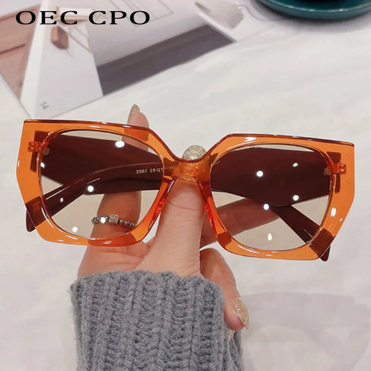 OEC CPO Square Sunglasses Women New Fashion Orange Punk Sun Glasses Men Vintage Shades UV400 Female Retro Eyewear Gafas De Sol