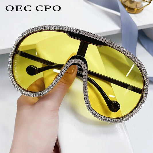 Oversized Diamond Luxury Sunglasses Women Men Punk Rhinestone Goggle Sun Glasses Female Gradient Shades Outdoot Eyewear UV400