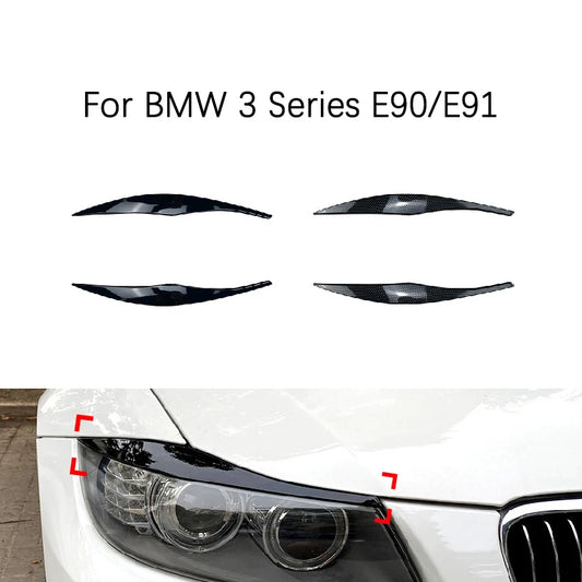 2Pcs ABS Plastic Headlight Eyebrow Eyelid Trims for BMW 3 Series E90 / E91 Sedan / Touring 2005 - 2011 Car Stickers