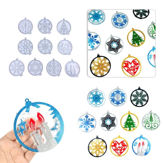 R3MC DIY Keychain Pendant Silicone Mold Crystal Epoxy Resin Casting Mold Keychain Pendant Jewelry Making Mold Christmas Decor