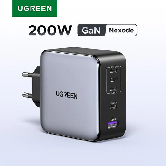 UGREEN 200W Travel GaN Charger PD 3.1 140W QC4.0 3.0 Quick Charge For Macbook Pro Laptops iPhone 18 17 Samsung S26 Xiaomi Tablet