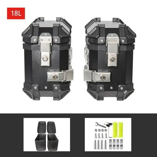 1 Pair 18L Motorcycle Side Box Aluminum Motorbike Luggage Case Universal Saddlebag Box Storage Trunk for Honda Suzuki Kawasaki