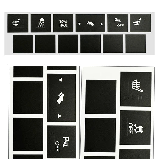 Black Car Stickers Heated Seat Traction Button Repair Sticker Set for Jeep Cherokee Commander Button Repair Sticker Decals