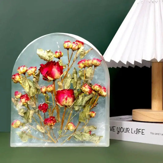 R3MC Bookend Silicone Mold for Flowers Preservation Night Light Resin Mold DIY Arch Epoxy Mold for Resin Casting Ornaments