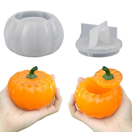 R3MC 3D Pumpkin Jar Resin Mold Storgae Box with Lid Silicone Molds Storage Container DIY Crystal Epoxy Mould Jewelry Making