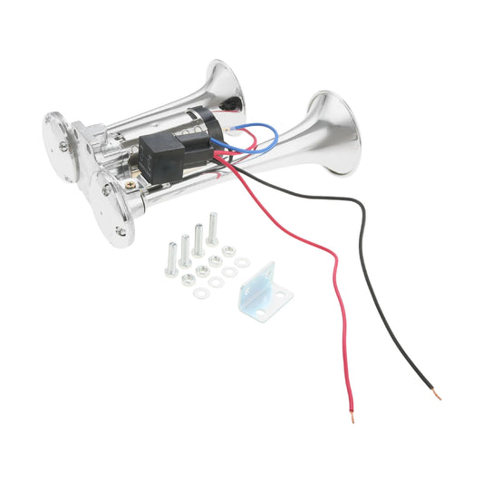 12V 130DB Car Loud Dual Electric Air Horn Kit for Car Truck SUV Motorcycle Yacht ATV Boat ABS Plastic Dual Trumpet Air Horn Kit