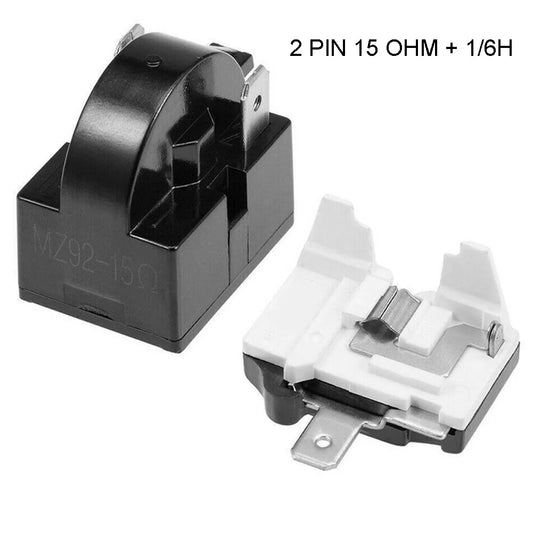 Universal Starting Relay Refrigerator PTC Start Relay 1/2 Pin 15 Ohm + 1/6H Compressor Overload Protector